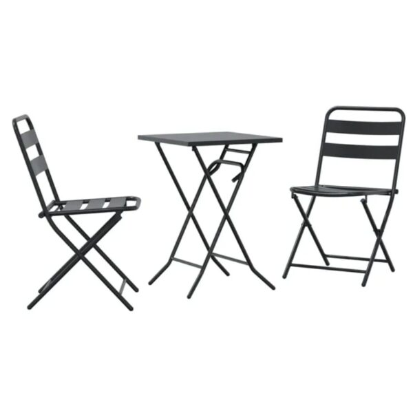 JUEGO DE MESA + 2 SILLAS ANTRACITA EN ACERO