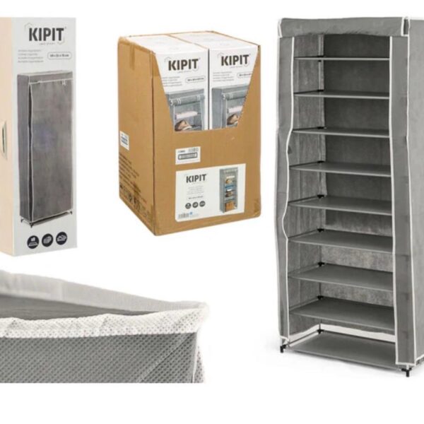 ZAPATERO 9 ESTANTES TELA GRIS