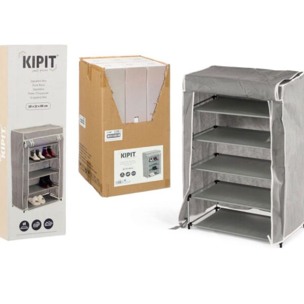 ZAPATERO TELA 5 ESTANTES GRIS