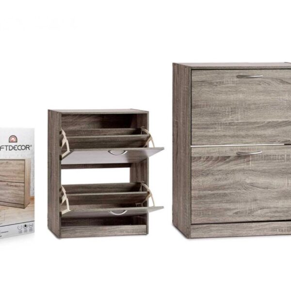 ZAPATERO MADERA 2 PISOS COLOR GRIS OSCURO